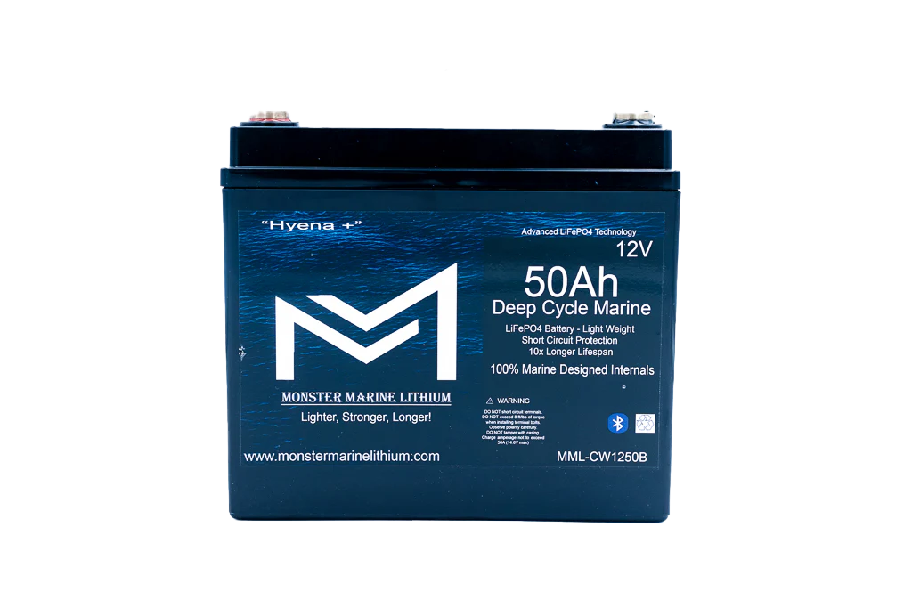 12v 50Ah Deep Cycle Lithium Marine Battery "Hyena" - Bluetooth - MML-CW1250B
