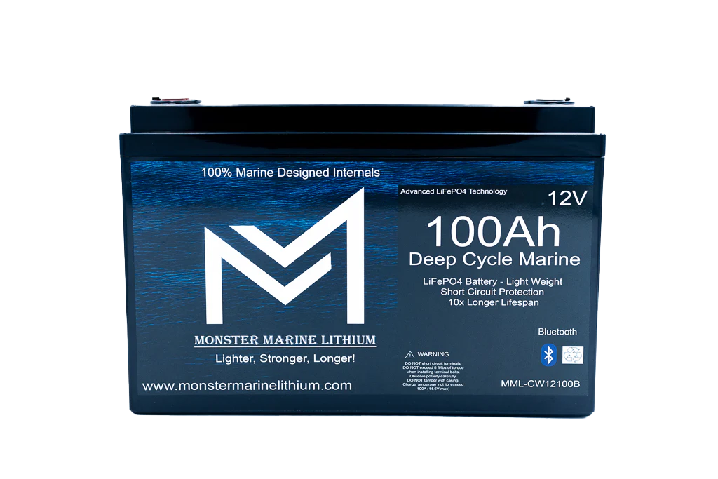 12v 100Ah Bluetooth Deep Cycle Lithium Marine Battery Group 31