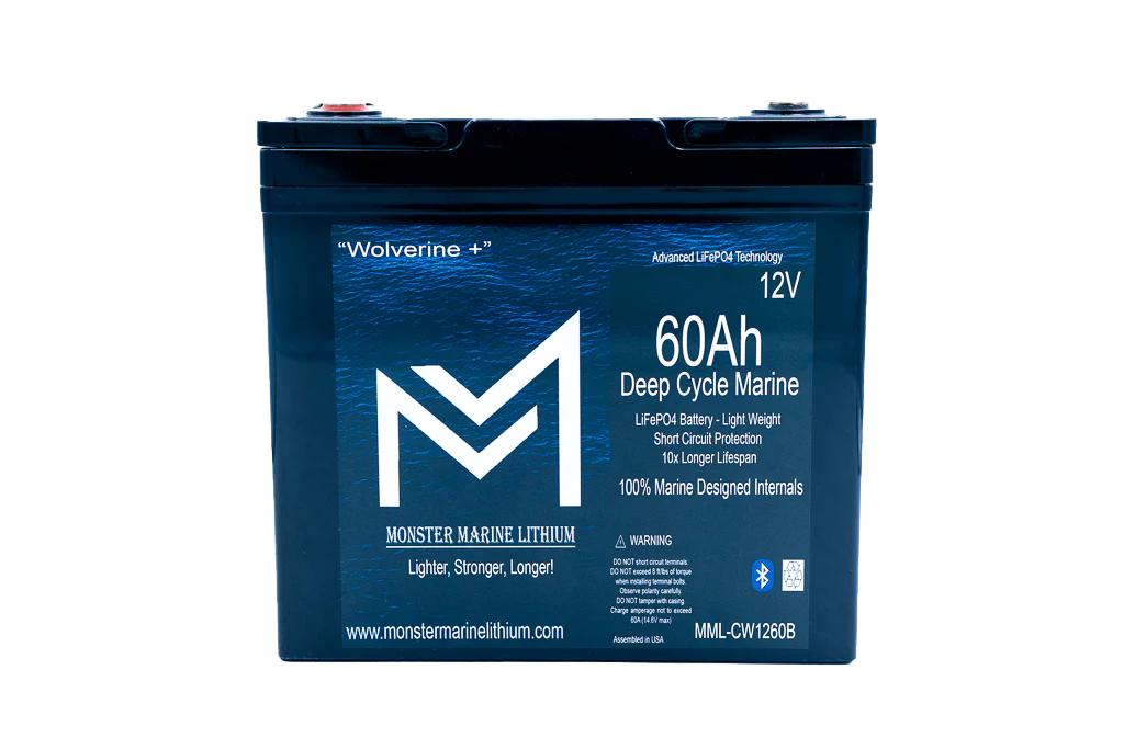 12v 60Ah Deep Cycle Lithium Marine Battery "Wolverine" - Bluetooth - MML-1260B